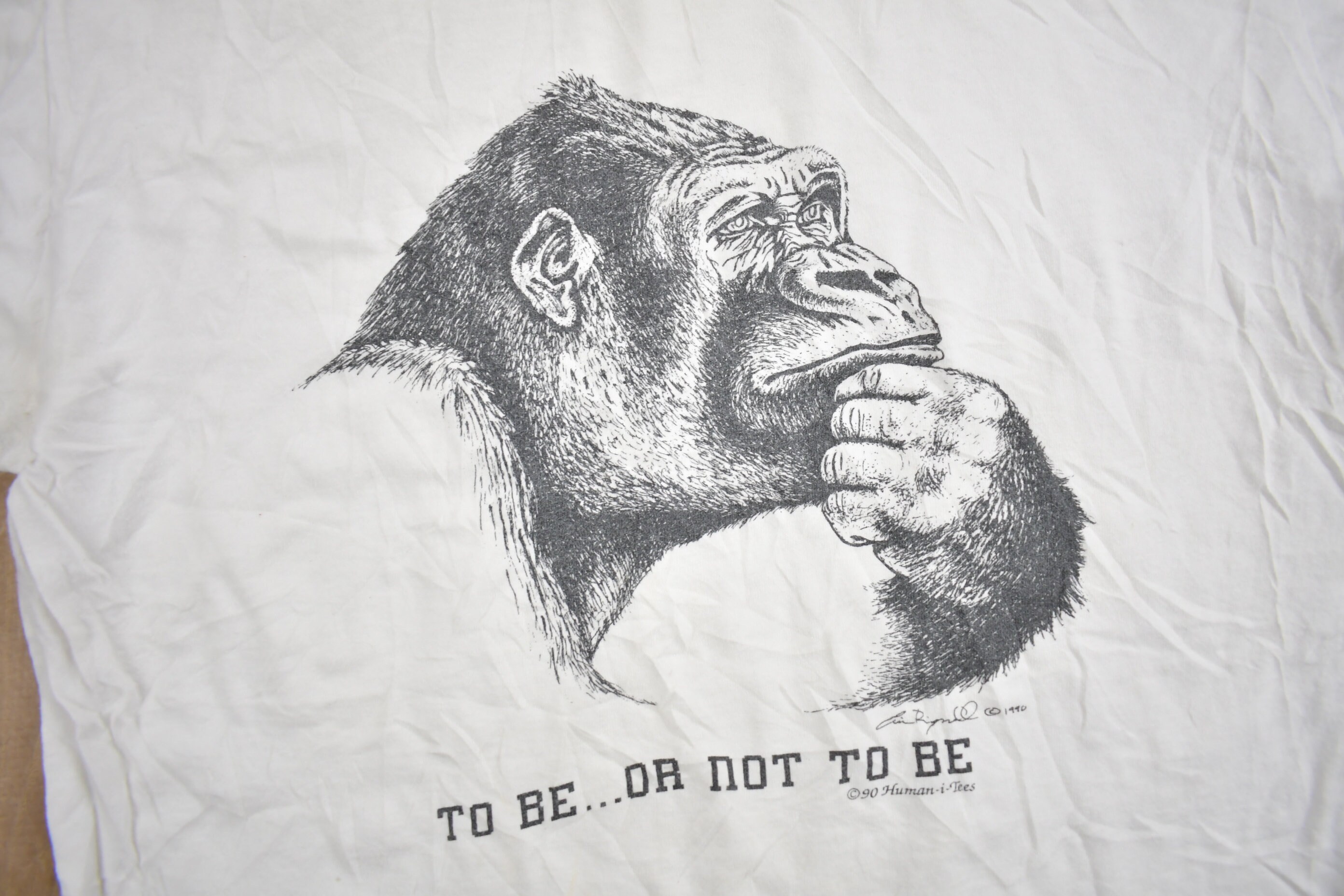 Vintage 1990 Ape Graphic Human-i-tees T-shirt / Made in USA 