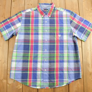 Vintage 1990s Chaps Ralph Polo Shirt / 90s Polo / Streetwear / Casual Wear / Vintage Chaps Plaid Shirt / Ralph Lauren / Colourful