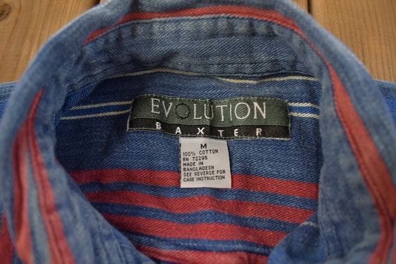 Vintage 1990s Evolution Baxter Striped Button Up … - image 3