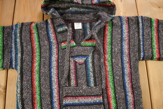 Vintage 1990s Artesania Hooded Pullover Striped K… - image 3