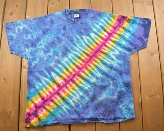 Vintage 1990s Delta Tie Dye All Over Print T-shirt / Vintage All Over Print Tee  / Tie Dye