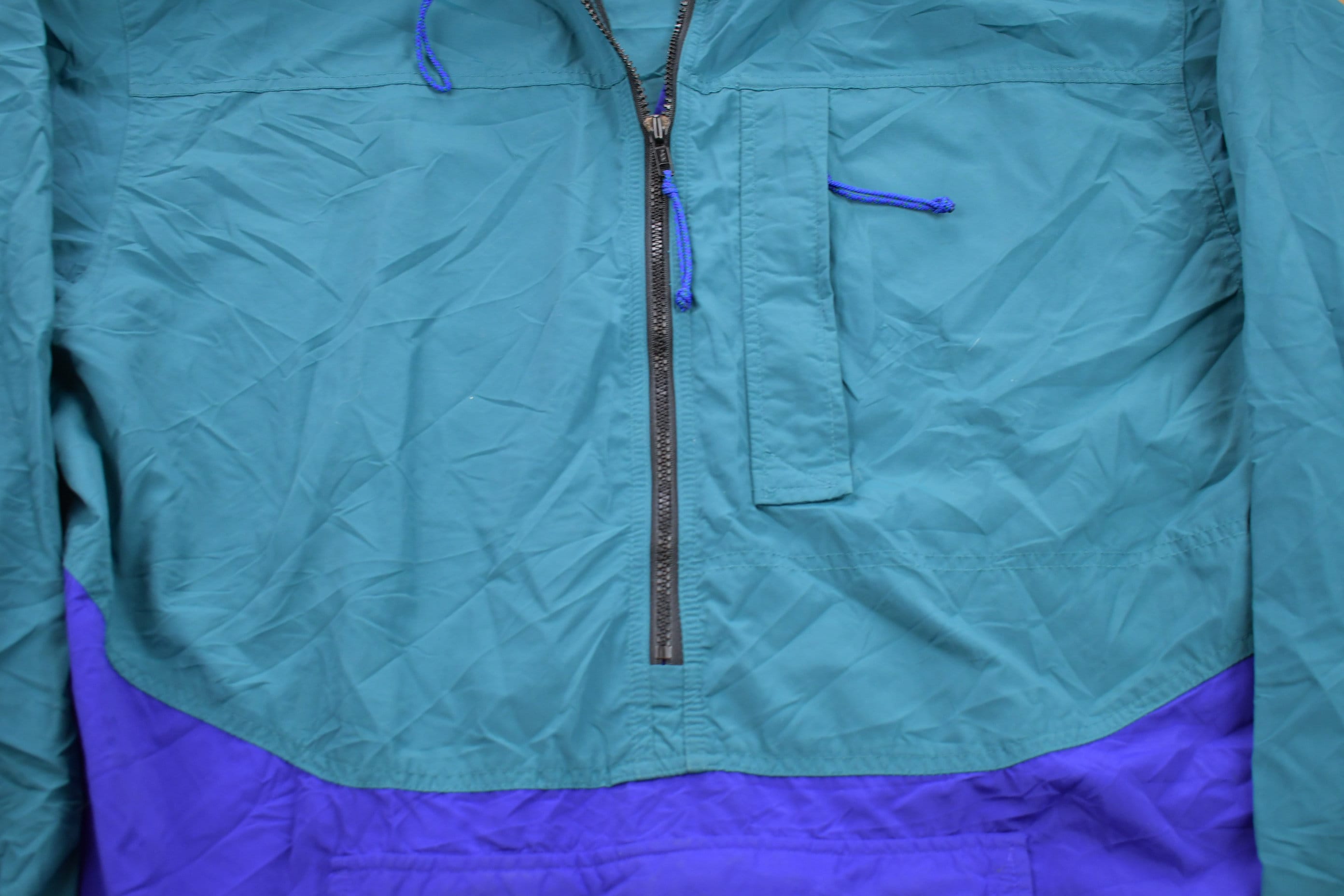 ´90s REI JKT VTG 90s REI Retro Blue Nylon Fleece Lined Zip Outdoor Hiking