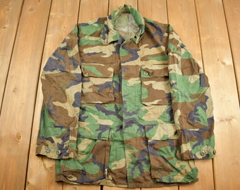 Vintage 1982 Army Woodland Camo Militär Feldjacke / Army Green / Vintage Armee / Militaria / Army Jacket /