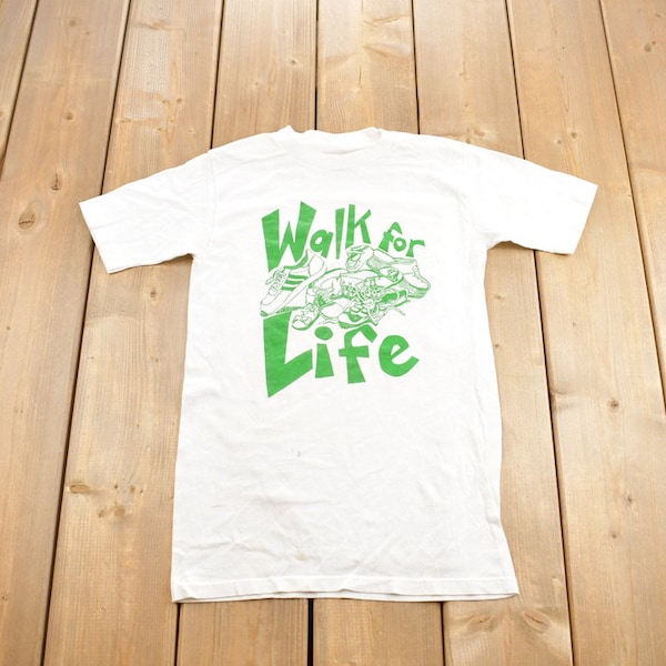 Vintage 1990s 'Walk For Life' Graphic T-Shirt / Streetwear / Retro / Einstich / Made In USA / 90s Graphic Tee / Ohne Anhänger