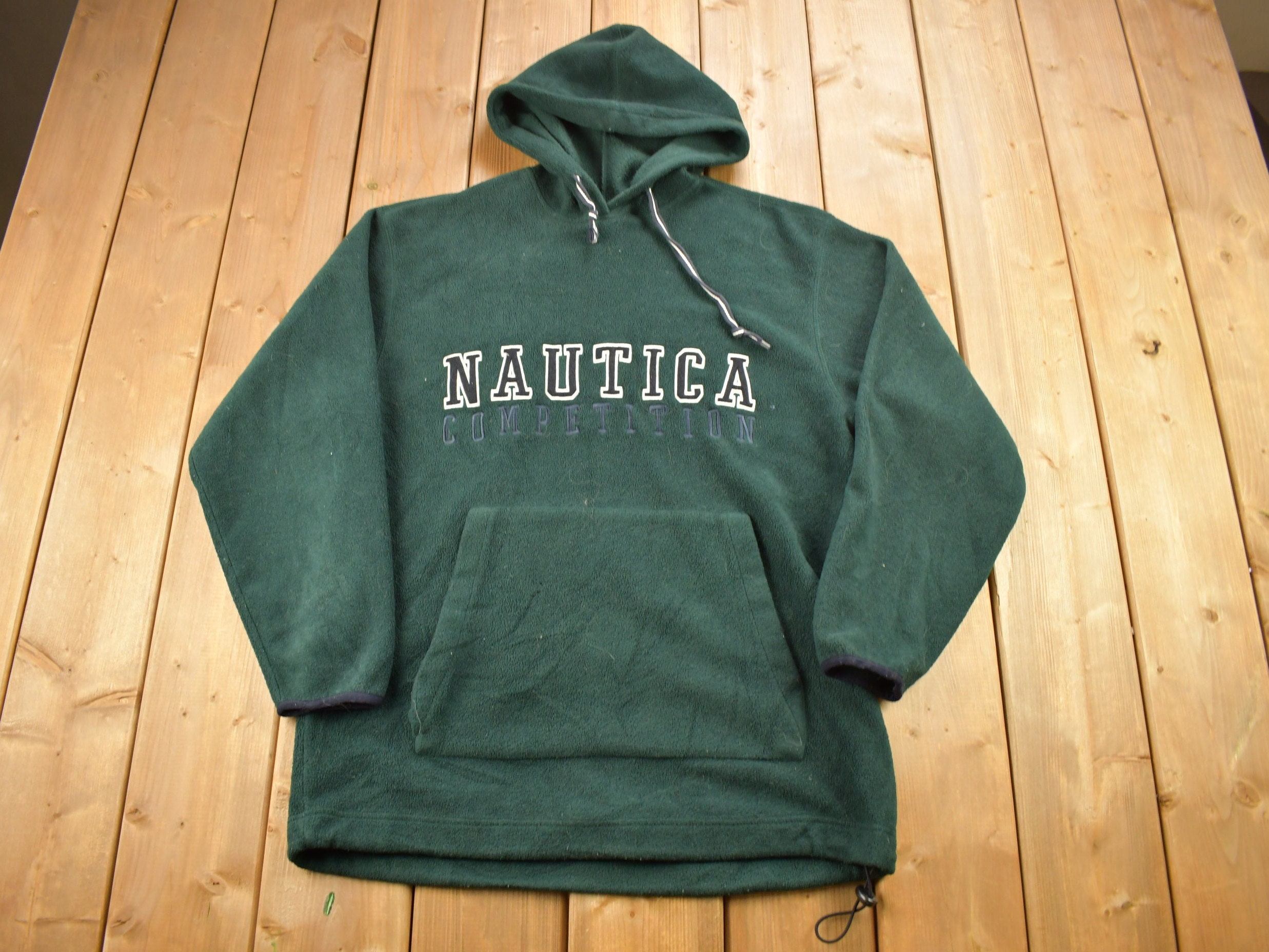 Vintage 1990s Nautica Competition Embroidered Fleece Hoodie