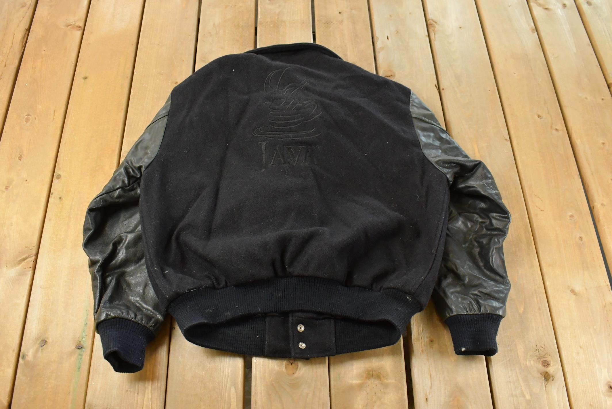 Vintage 1990s Java Sun Microsystems Tech Leather Wool Varsity