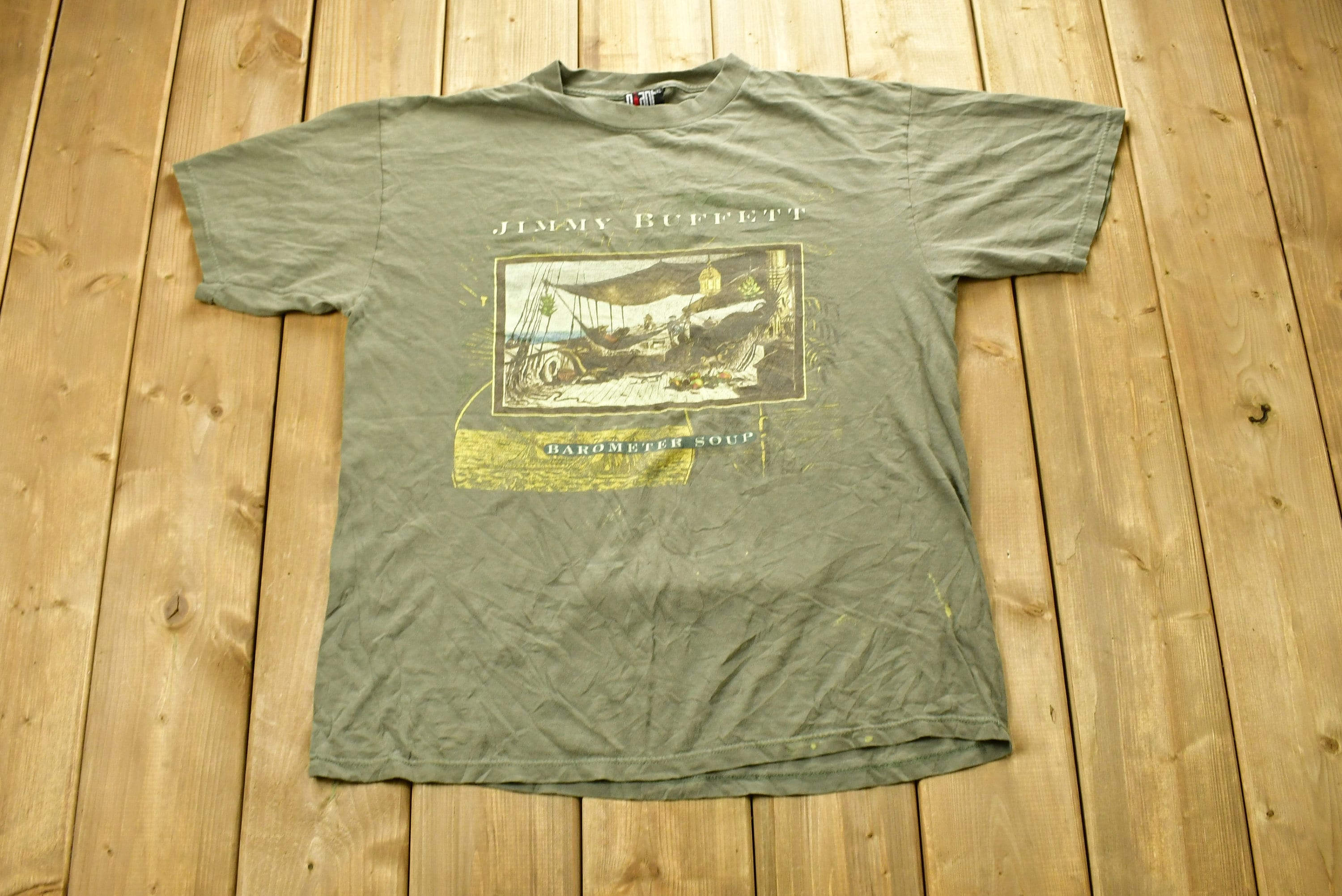 Vintage 1995 Jimmy Buffets Barometer Soup Tour T-shirt Men
