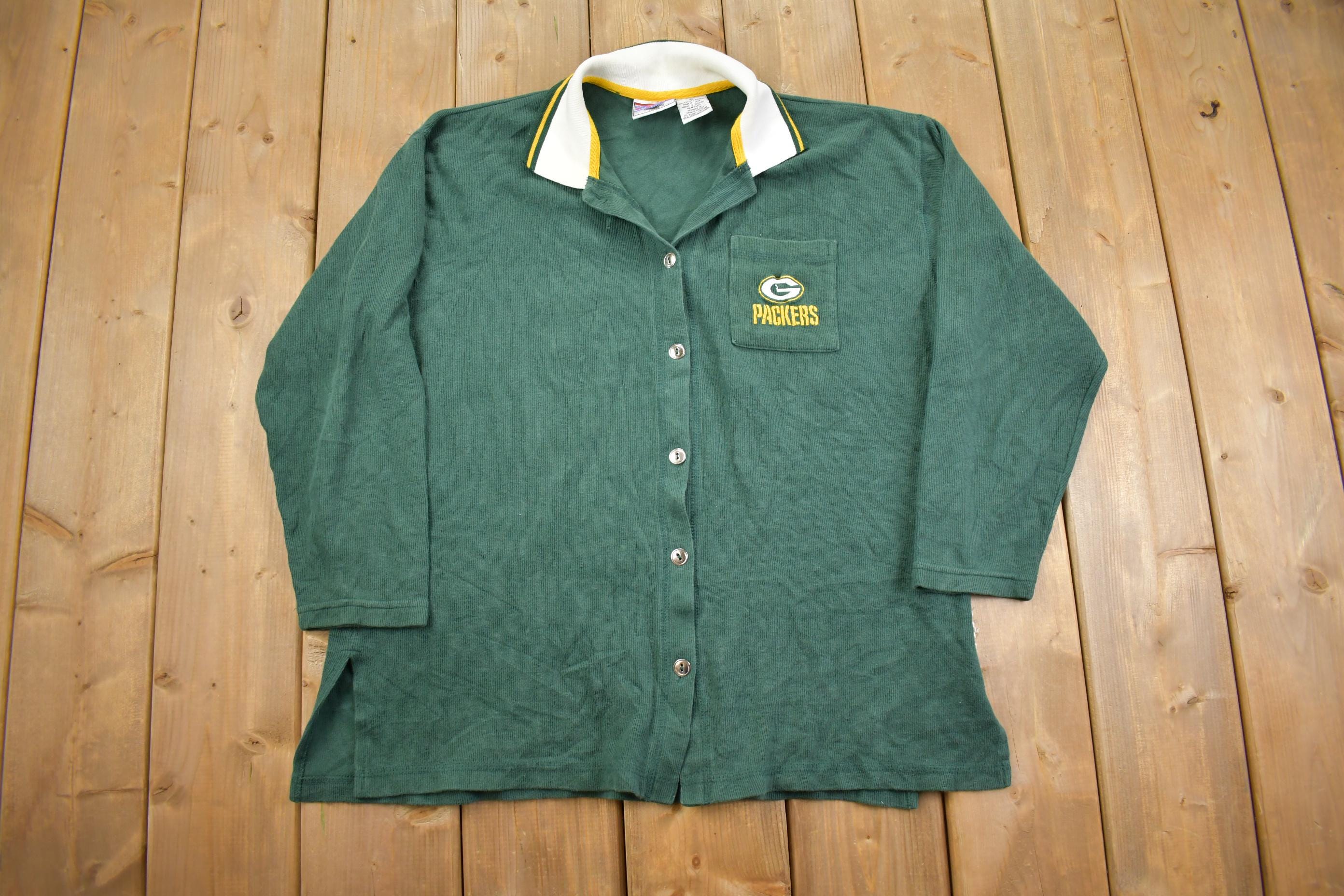 Vintage 1990s Green Bay Packers Button up Rugby Style NFL Football Sweatshirt - Large - Etsy Israel Vintage 1990s Green Bay Packers Button up Rugby Style NFL Football Sweatshirt - Large - Etsy Israel