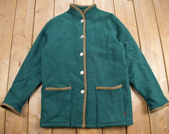 Vintage 1990s Woolrich Fleece Cardigan Sweater / Vintage Cardigan / Button Up / Made in USA / 90s Woolrich /