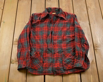 Vintage 1950s Pendleton Plaid Button Up Shirt / 1950s Button Up / Vintage Flannel / Plaid Flannel / Casual Shirt / Formal Shirt