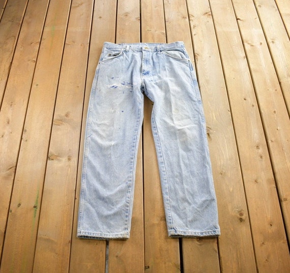 Vintage 1990s Wrangler Denim Distressed Painter Jeans Size 36x30 