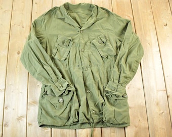 Vintage 60s U.S Army OG-107 Jungle Fatigue Jacket Slant Pocket