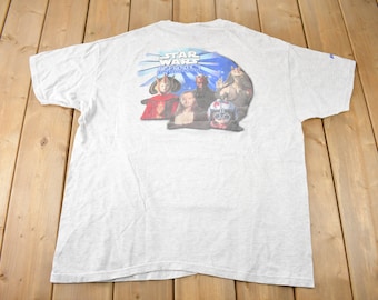 Vintage 1999 Star Wars Episode 1 The Phantom Menace Promo T-Shirt Size XL Whole Cast