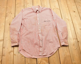 Chemise boutonnée rayée joueurs célèbres des années 1990 / Boutonnée des années 1990 / Chemise habillée vintage / Chemise boutonnée à rayures / Boutonnage discrétion