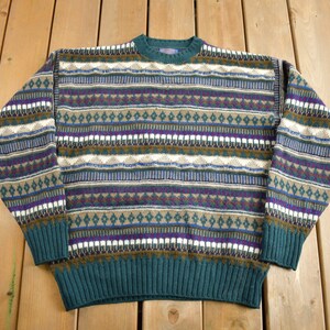 Vintage 1990s Pendleton Striped Knit Sweater / Size L / Outdoorsman / Made In USA / Earth Tones