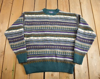 Vintage 1990s Pendleton Striped Knit Sweater / Size L / Outdoorsman / Made In USA / Earth Tones
