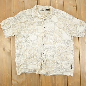 Vintage Y2k Geometric Floral Short Sleeved Button Up Shirt