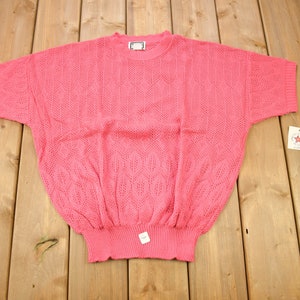 Vintage 1980s Deadstock Kenneth Too! Knitted Sweater / Made In USA / All Over Pattern / Short Sleeve Sweater