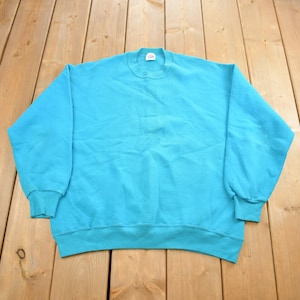 Vintage 1990s Blank Teal Crewneck Sweatshirt Made In USA