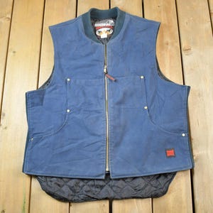 Vintage 1990s Tough Duck Distressed Work Vest Jacket Made In Canada