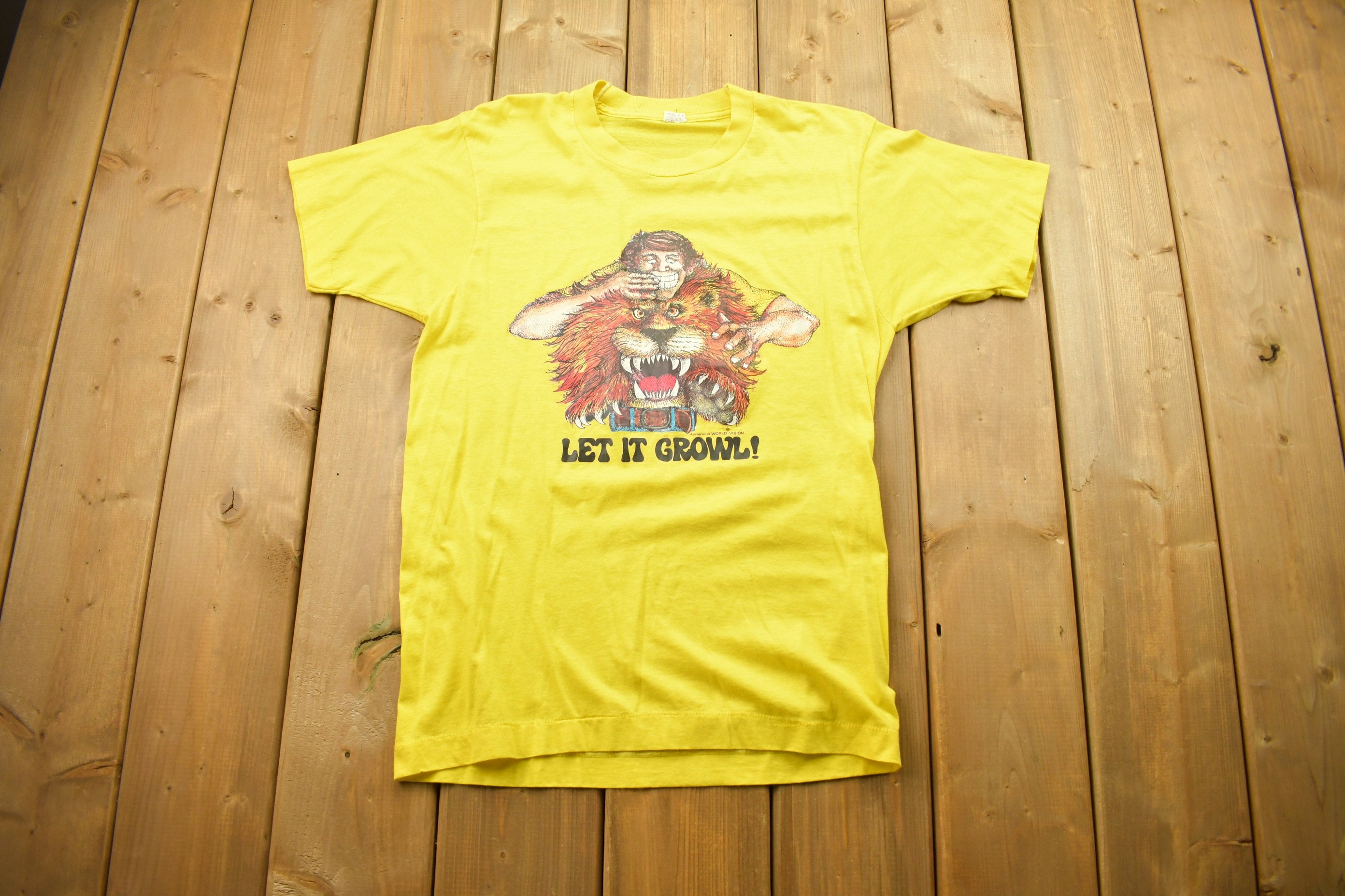 Vintage 1980s Let It Growl Novelty T Shirt / Cartoon Graphic Shirt