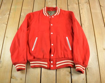 Vintage 1980's/1990's Eddie Bauer Wool & Leather Letterman Varsity