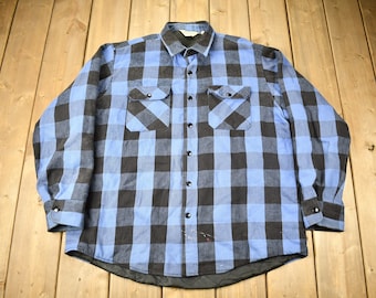 Vintage 1990s Frostproof Heavyweight Insulated Button Up Shirt / Made In USA / Vintage Flannel / Plaid Flannel Jacket / Quilted