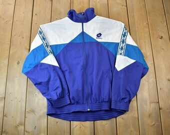 Vintage 90s Lotto Full Zip Red Black White Jacket Quilt-lined Sz M