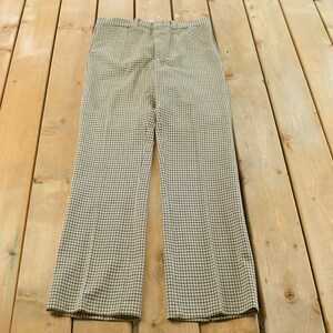 Vintage 1970s Pleated Checkered Plaid Pants Men's 33 x 33 / Flared Trousers / 70s Flares / Streetwear / Bootcut / True Vintage Bell Bottoms