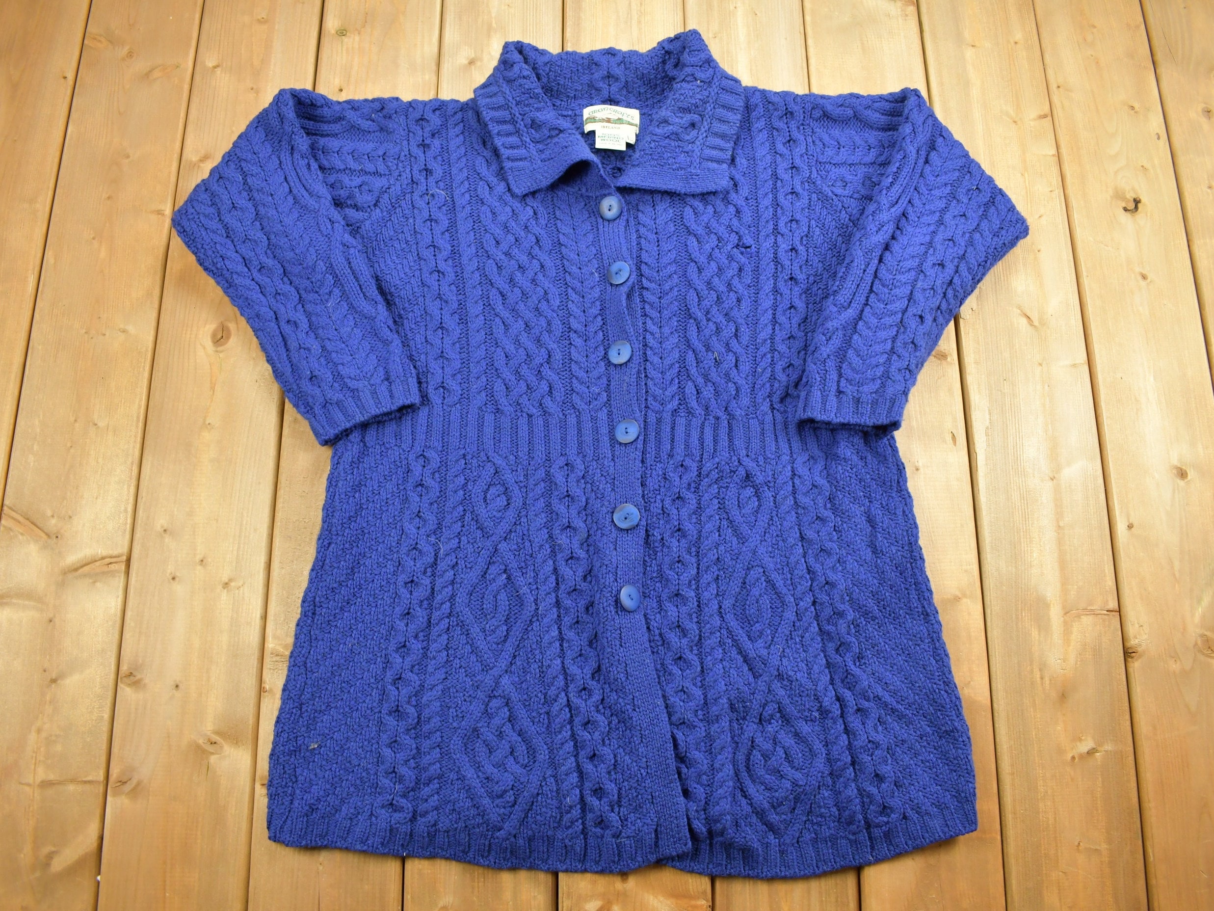 Vintage 1990s Aran Crafts 100% Merino Wool Knit Sweater / 90s Knit 