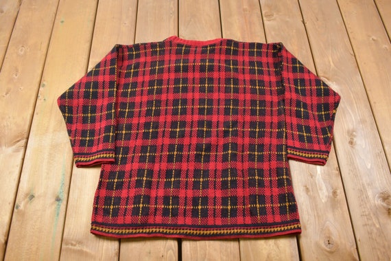 Vintage United States Sweaters Plaid Knitted Swea… - image 2