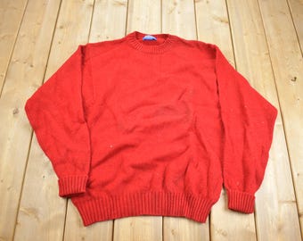 Vintage 1990s Pendleton 100% Wool Red Sweater Made In USA