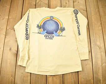 NOS Vintage 1982 EPcot Center DIsney World Raglan Jersey 80s soft thin tourist FLorida sweatshirt shirt 40 Med