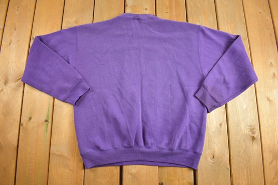 Vintage 1990s Blank Purple Crewneck Sweatshirt / … - image 2
