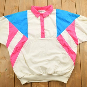 Vintage 1990s Color Block Casual Isle Quarter Zip Windbreaker / Athletic Sportswear / Outerwear Jacket / Streetwear Fashion / Retro