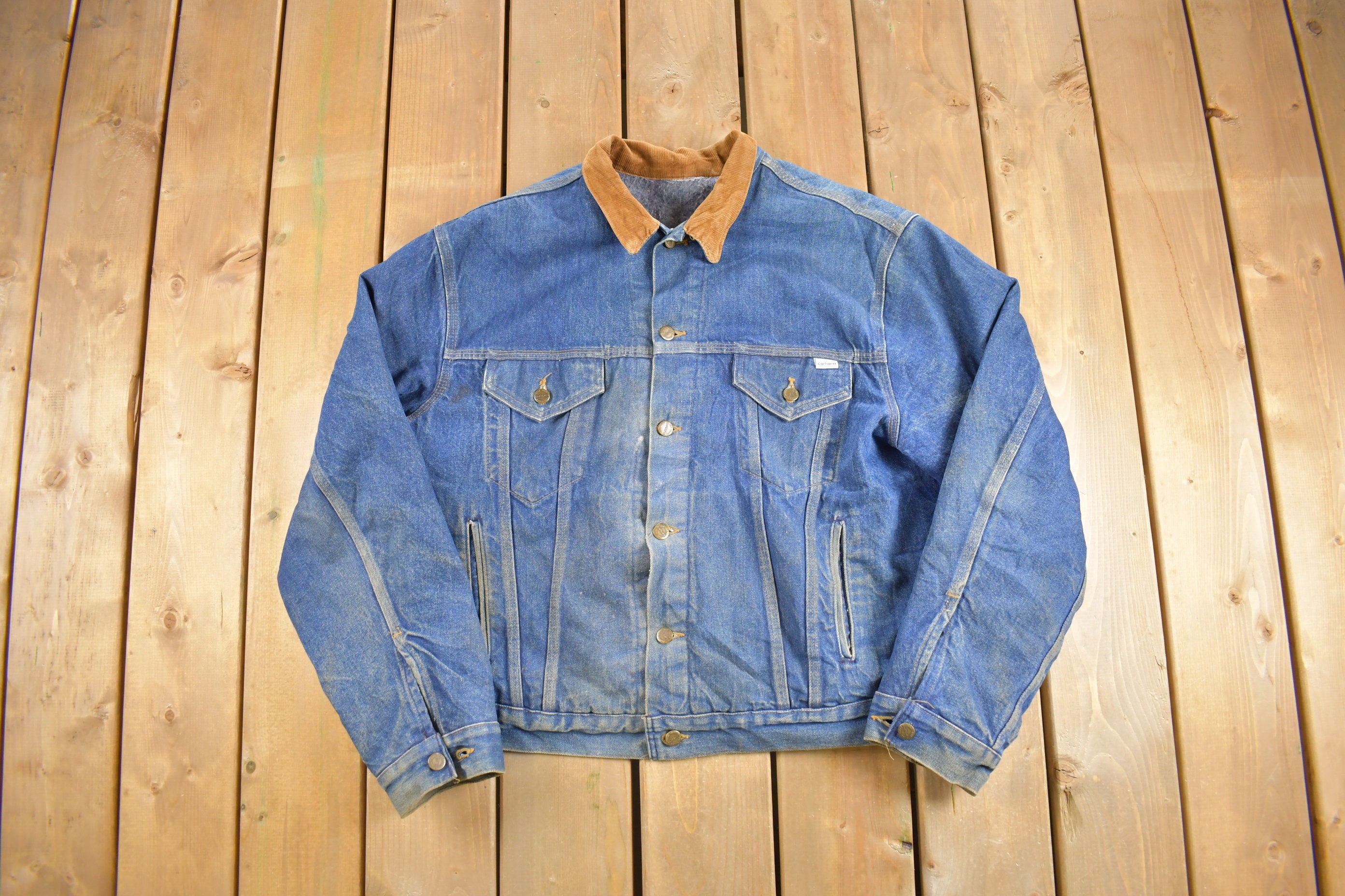 Vintage 1980s Carhartt Denim Jacket / Blanket Lined Jean - Etsy