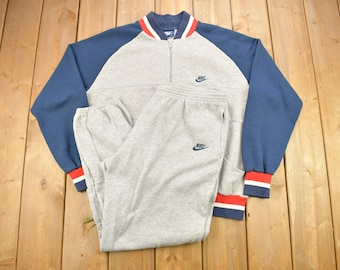 Vintage 1980s Nike Blue Tag Track Suit Size XL / Vintage Nike / 2 Piece Set / Nike Sweater And Pants / Sportswear / 1980s Sweat suit