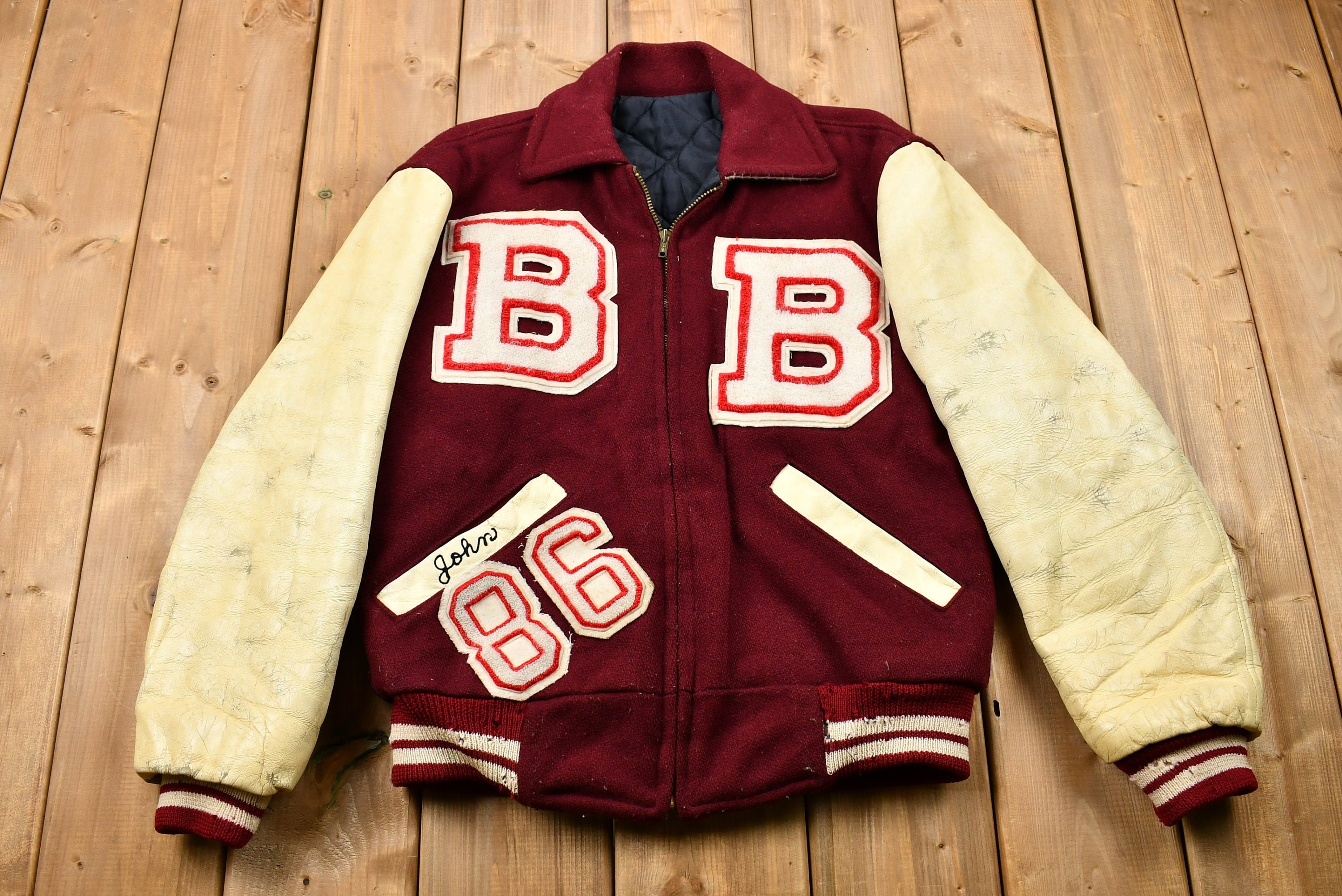 Vintage 1950s Distressed Benet Academy Letterman Varsity Vintage 1950s Distressed Benet Academy Letterman Varsity