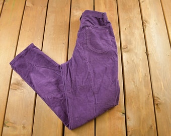 Vintage 1990s Women's Purple Corduroy Trousers Size 24 x 30 / Cords / Streetwear Fashion / Purple Pants / Vintage Pants