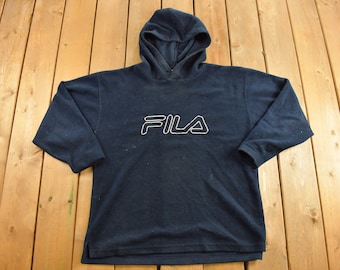 Vintage jaren 1990 Fila fleece hoodie / fleece trui / geborduurd / atletische trui / sportkleding / jaren 90 fleece hoodie / gemaakt in Canada