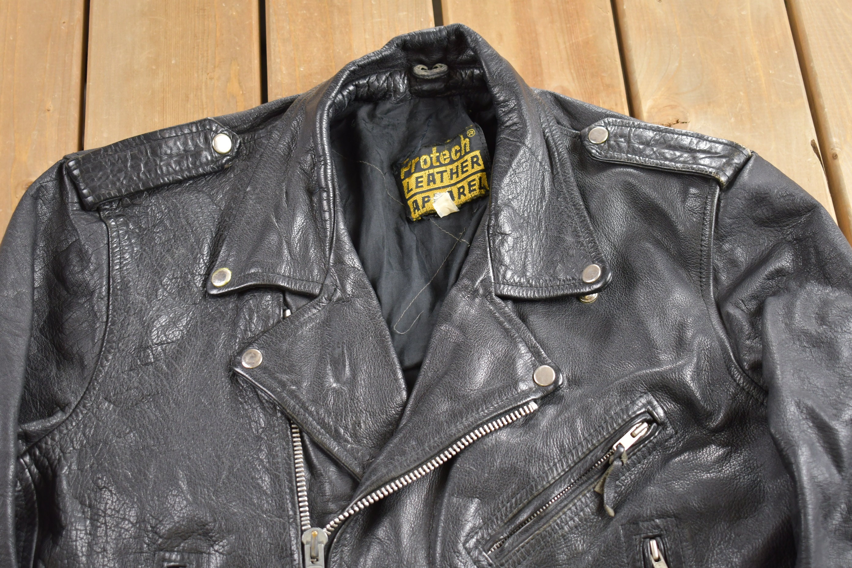 すぐったレディース福袋 1990s Vintage Protech Jacket Biker Apparel Leather ジャケット・アウター
