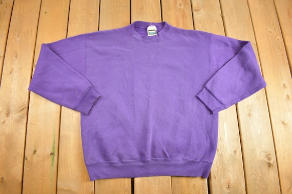Vintage 1990s Blank Purple Crewneck Sweatshirt / … - image 1
