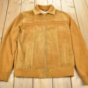Vintage 1980s Pierre Andre Suede Knit Jacket /Size Large / Streetwear / Suede Jacket / Vintage Suede Jacket