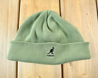Vintage 1990s Kangol Acrylic Cuff Pull On Beanie Hat One Size / 90s Hat / Vintage Kangol Cap / Embroidered
