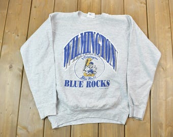 Vintage 1993 Wilmington Blue Rocks Baseball University Collegiate Crewneck / NCAA Sweatshirt / Sportswear / Americana