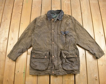 Vintage 1980s Jackeroos Waxed Canvas Jacket / Made in Juji / Fall Outerwear / Leather Coat / Country Gear / Outdoorsman