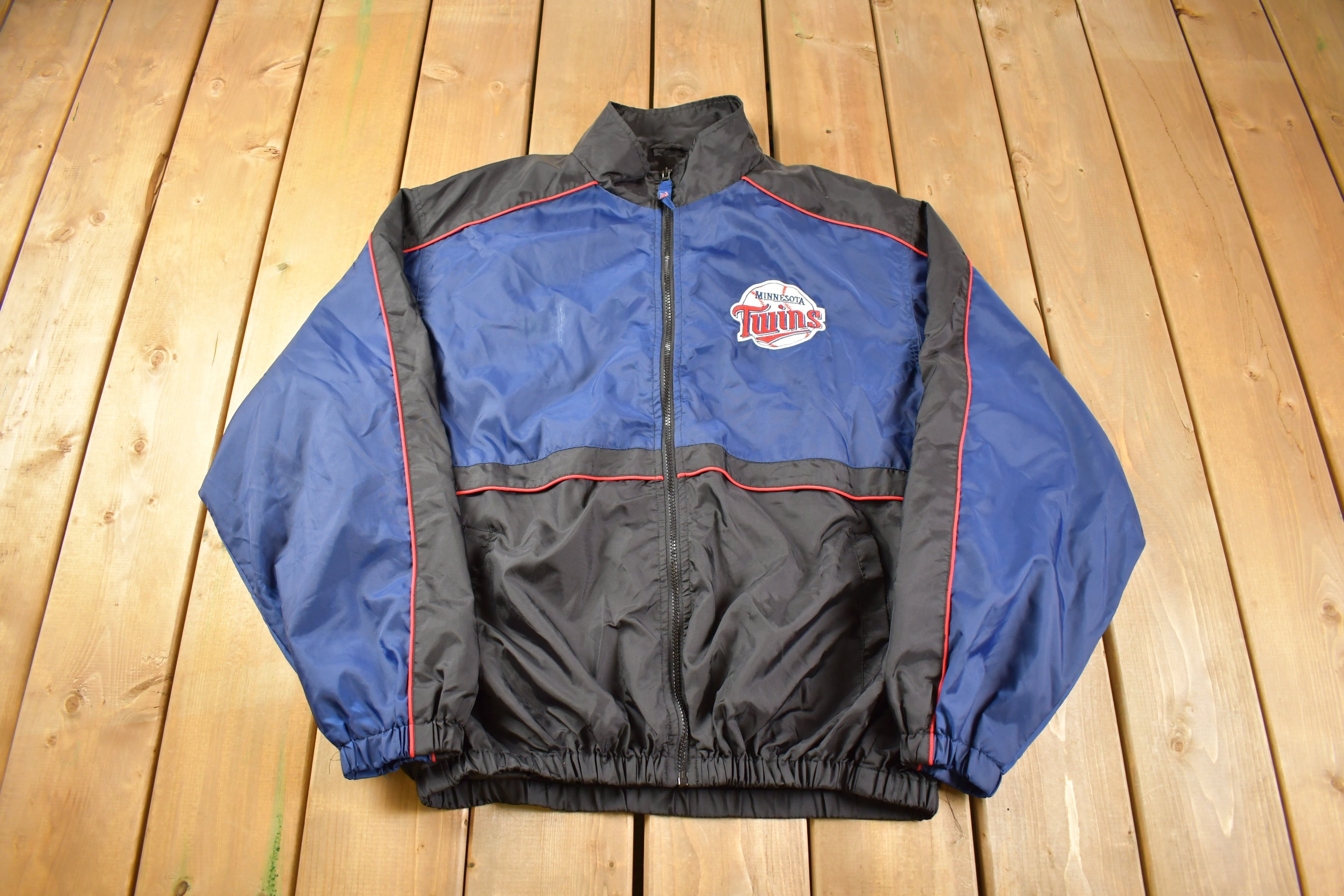 Vintage 1990s Minnesota Twins MLB Windbreaker Jacket / Sportswear / Streetwear / 90s MLB / Color Block / Embroidered