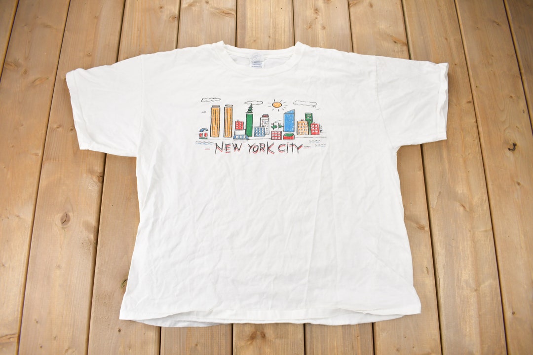~90'S souvenir T-shirt, men's XL size, vintage unclear white type Vintage Second Hand