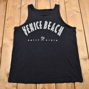 Camiseta sin mangas con gráfico vintage de Venice Beach, California, de los años 90, palmera, ropa de calle de los años 90, souvenir, vacaciones, viajes y turismo