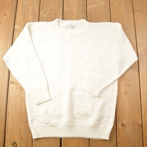 Vintage 1990s Vanderbilt Knitted Crewneck Sweater / Vintage 90s Crewneck / All Over Pattern / Made In USA / Sweatshirt / Abstract Pattern